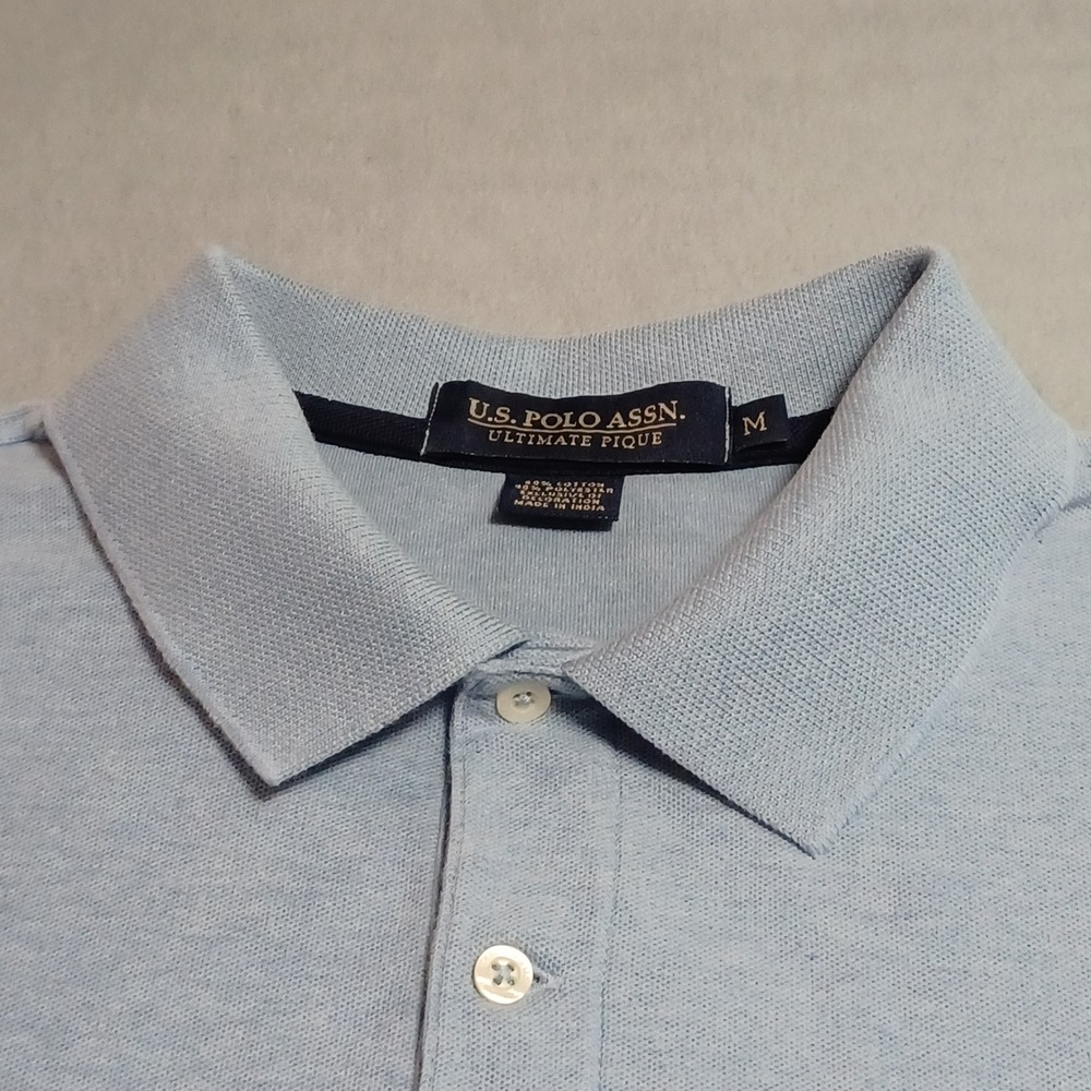 US Polo Assn Mens Ultimate Pique‎ Polo Shirt Light Blue Heather Size M 11879929 - Picture 12 of 12